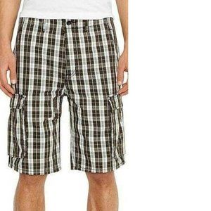 Mens Cargo Shorts Levis Gray Plaid 29 Relaxed Fit Straight Fit 6 Pkt Cotton